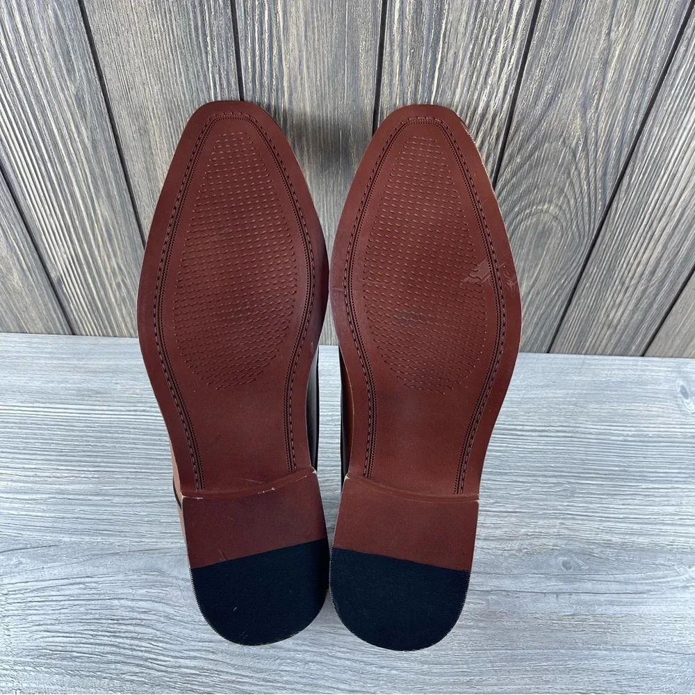 Nine West Kalani Dress Shoes Men's Cognac Leather Formal Oxford Lace Up size: 10